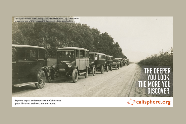 Transportation to Inter-County Walnut Growers’ Field Day, 1927-09-03. Image courtesy: UC Merced, UC Cooperative Extension Archive.