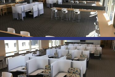 Images of new library furniture on 4th floor