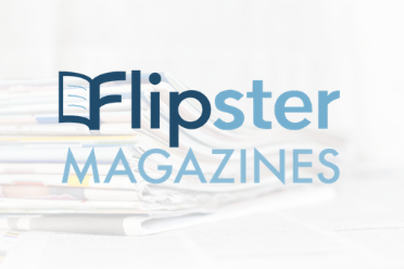 Blue filpster magazines logo with magazines in the background