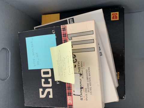 Box of open reel tapes